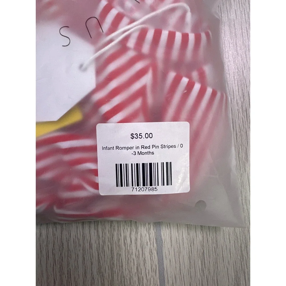 Dream With Silks Red Pin Stripe Bamboo Viscose Infant Romper 0-3 Months NWT